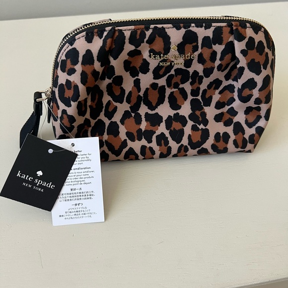Kate Spade Brown and Black Animal Print Cosmetic Bag - Picture 3 of 4
